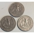 3x USA Quarters 1969 an1999