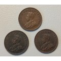 3x SA Quarter Penny 1931, 1932, 1924