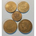 5x Cameroun Coins 1953-1958