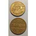 2x Republique Lebonaise coins 1900 10 Piastres & 1952 25 Piastres