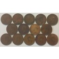 14x SA Pennies 1930-1946