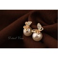 GOLD PLATED BUTTERFLY BOW STUD EARRINGS