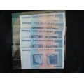 ZIMBABWE 100 Trillion Dollar Banknote AA Series. 5 Notes Available.