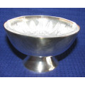 SILVER PLATED JAM DISH WITH GLASS LINER