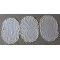 3 BEIGE OVAL EMBROIDERED  DOILIES