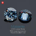 Vivid Blue Color 1CT Moissanite Stone Loose Gemstone Excellent Round Cut