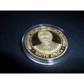 MANDELA GOLD PLATED MEDALION UNCIRCULATED IN PLASTIC CAPSULE SEE PICS!!!