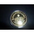 MANDELA GOLD PLATED MEDALION UNCIRCULATED IN PLASTIC CAPSULE SEE PICS!!!