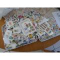 MIXED WORLD STAMPS USED ON PAPER 300 PLUS NEAT LOT SEE PICS