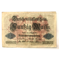 1914 Germany Funfzig Mark Bank Note