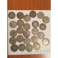 South African Threepence Silver 1953 x 55