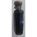 Victorian cut glass flip top perfume bottle