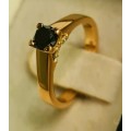 Black diamond 18 ct rose gold ring