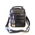 Unisex Black Genuine Leather Shoulder Bag