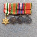 4 x COHEN. ITALY STAR, DEFENCE MEDAL 1939-1945, MERITIOUS AWARD MEDAL, AFRICA SILVER MEDAL.