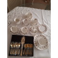 Royal Albert `Winsome` (21 piece) PLUS gold plated tea spoons and cake forks (13 piece)