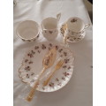 Royal Albert `Winsome` (21 piece) PLUS gold plated tea spoons and cake forks (13 piece)