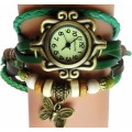 Antique Leather Bracelet Watch Vintage Women Wrist Watch Butterfly Pendant