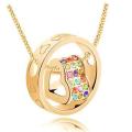 Heart Charm Rhinestone Austrian Crystal Necklace Pendant & Chain Fashion Jewelry gold