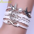 Handmade Wristband Braided Wax Cords Love Anchor Owl Hungry Games Leather Charms bracelets & Bangles