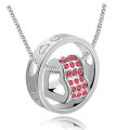 Jewelry Women Heart Blue Crystal Charm Pendant Chain Necklace Silver