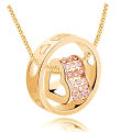 Heart Charm Rhinestone Austrian Crystal Necklace Pendant & Chain Fashion Jewelry gold