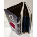 Cotton road wallet with heart, with clip, pu leather&oil skin,size: 20*4*10cm