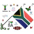 ***5 PACKS ON AUCTION*NEW*PACK OF TEN PROUDLY SOUTH AFRICAN HAND FLAGS*AMAZING DEAL*BID PER PACK!!!