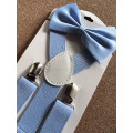 Powder Blue Bow and Suspenders Combo Kids
