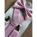 Baby Pink Bow and Suspenders Combo Kids