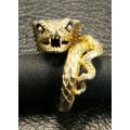 1960's Vintage Solid 18ct Gold & Enamel Cobra Ring *Truly Stunning Detail* Free Shipping*