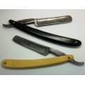 Vintage | Barber razor shaving blades x2 | SHEFFIELD Steel | Ivory Handel | England and Germany