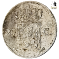 1825 | 25 Cents | Willem I | Netherlands | 196 Year Old Silver (.569) Coin | 21.0mm