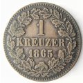 1865 | 1 Kreuzer | Friedrich I | German states | 21.7 mm | 156 Year Old Coin