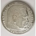 1938 | 5 Reichsmark | Paul von Hindenburg | Germany | 29 mm Silver (.900) Coin