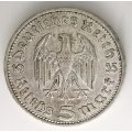 1936 | 5 Reichsmark | Paul von Hindenburg | Germany | 29 mm Silver (.900) Coin