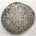 1593 | ¼ Ecu | Charles X | France | 29.2 mm Silver (.917) Coin | Extremely Low Mintage