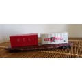 Lima Long Flat Bed  Freight Wagon with Two Containers -HO  20 Cm. Long