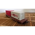 Lima Long Flat Bed  Freight Wagon with Two Containers -HO  20 Cm. Long