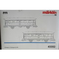 MARKLIN HO SCALE - 43352 2 x DRG PASSENGER COACHES, EXCELLENT BOXED