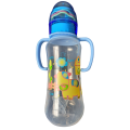 280ml Baby Bottle With Grab Handles And Rattle Cap Available In Pink, Orange Or Blue