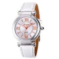 Ladies Geneva Brand Quartz Watch - White PU-Leather Strap