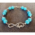 Bracelet with Turquiose Beads & Silver Hope Link Charm