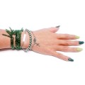 Stacking bracelets set - 6 piece Silver & Forest Green