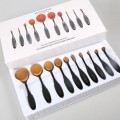 Oval Makeup Brush 10 Piece Set - ***Full Black***