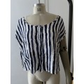 Cute button up striped crop  shirt - 10