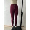 High waisted maroon leggings with zip front detail - size 8