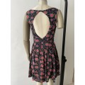 Mango Dress - black and red floral - size 10