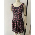 Mango Dress - black and red floral - size 10