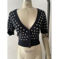 Knitted crop cardigan - polka dot - size S